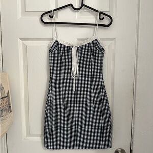 Zara Navy and White Gingham Dress